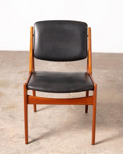 Arne Vodder Arne Vodder Dining Chairs in Teak Leather 60s Ella Tilt Back Model Set of 6