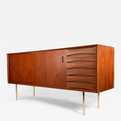 Arne Vodder Arne Vodder Model 29 Teak Credenza with Solid Brass Legs