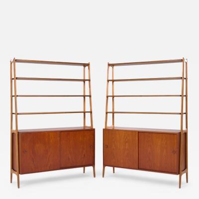 Arne Vodder Arne Vodder Style Mid Century Danish Teak Book Shelf Credenza Pair