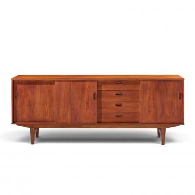 Arne Vodder Arne Vodder Style Mid Century Danish Teak Sliding Door Credenza