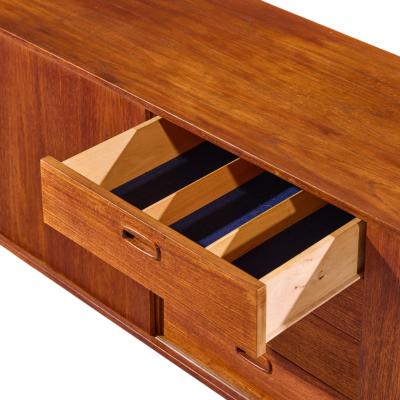 Arne Vodder Arne Vodder Style Mid Century Danish Teak Sliding Door Credenza