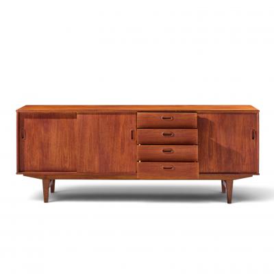 Arne Vodder Arne Vodder Style Mid Century Danish Teak Sliding Door Credenza