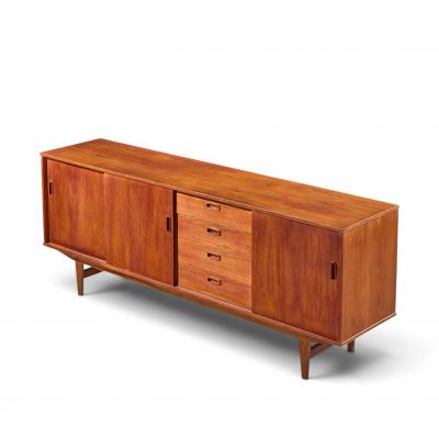Arne Vodder Arne Vodder Style Mid Century Danish Teak Sliding Door Credenza