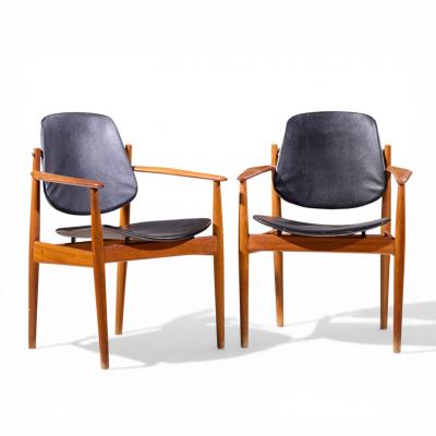 Arne Vodder Arne Vodder for France Son FD 184 Mid Century Danish Teak Dining Chairs Pair