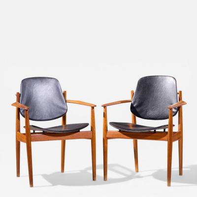 Arne Vodder Arne Vodder for France Son FD 184 Mid Century Danish Teak Dining Chairs Pair