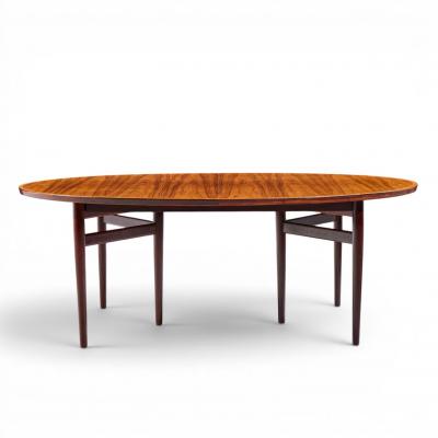 Arne Vodder Arne Vodder for Sibast Danish Rosewood Expanding Oval Dining Table with 2 Leaves