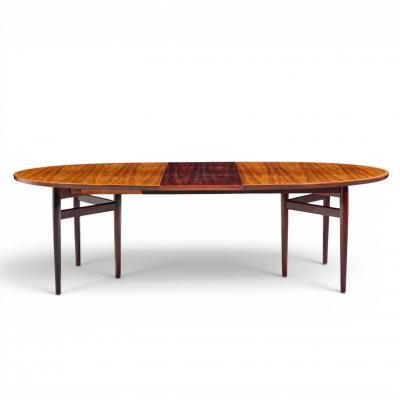 Arne Vodder Arne Vodder for Sibast Danish Rosewood Expanding Oval Dining Table with 2 Leaves
