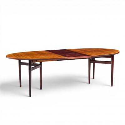 Arne Vodder Arne Vodder for Sibast Danish Rosewood Expanding Oval Dining Table with 2 Leaves