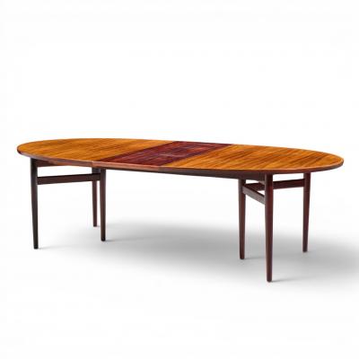 Arne Vodder Arne Vodder for Sibast Danish Rosewood Expanding Oval Dining Table with 2 Leaves