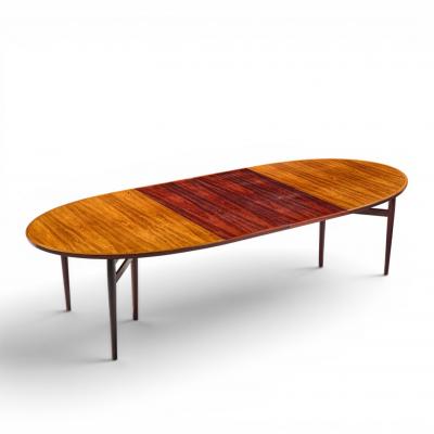 Arne Vodder Arne Vodder for Sibast Danish Rosewood Expanding Oval Dining Table with 2 Leaves