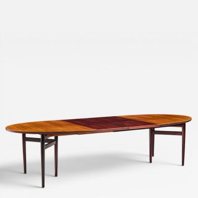 Arne Vodder Arne Vodder for Sibast Danish Rosewood Expanding Oval Dining Table with 2 Leaves