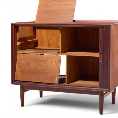 Arne Vodder Arne Vodder for Sibast Danish Teak Bar Record Cabinet Nightstand Tambour Door