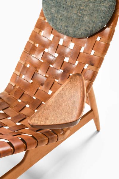 Arne Vodder Danish Modern Lounge Chair in Beech Leather Teak by Arne Vodder 1950s