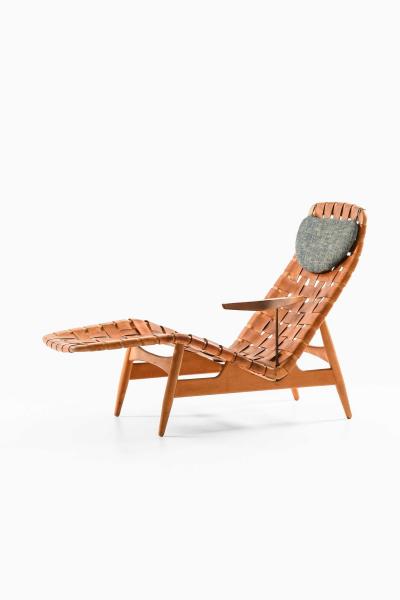 Arne Vodder Danish Modern Lounge Chair in Beech Leather Teak by Arne Vodder 1950s