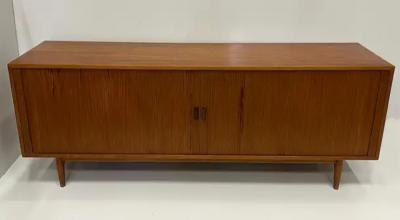Arne Vodder Danish Modern Teak Credenza Arne Vodder Sibast Mobelfabrik with Tambour Doors