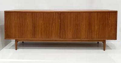 Arne Vodder Danish Modern Teak Credenza Arne Vodder Sibast Mobelfabrik with Tambour Doors
