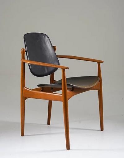 Arne Vodder Danish Teak and Leather Chair by Arne Vodder for France Daverkosen