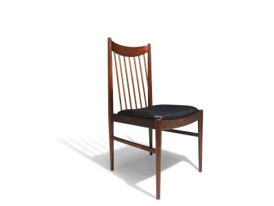 Arne Vodder Eight Arne Vodder for Helge Sibast High back Rosewood in Black Leather