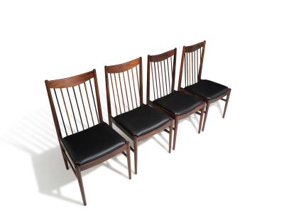 Arne Vodder Eight Arne Vodder for Helge Sibast High back Rosewood in Black Leather