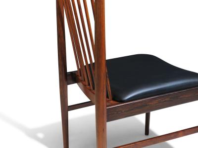 Arne Vodder Eight Arne Vodder for Helge Sibast High back Rosewood in Black Leather
