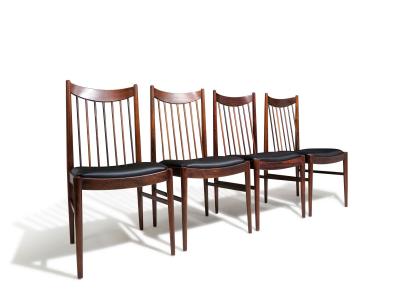 Arne Vodder Eight Arne Vodder for Helge Sibast High back Rosewood in Black Leather