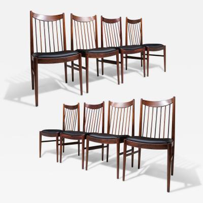 Arne Vodder Eight Arne Vodder for Helge Sibast High back Rosewood in Black Leather