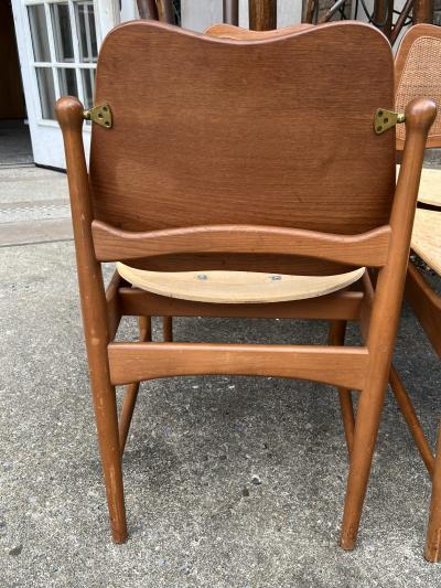Arne Vodder MID CENTURY SET OF FOUR CANE AND TEAK DINING CHAIRS BY ARNE VODDER