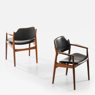 Arne Vodder Pair of Scandinavian Armchairs in Leather Rosewood by Arne Vodder 1960s