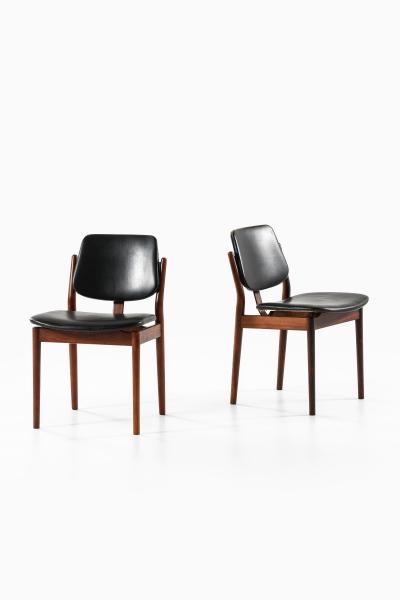 Arne Vodder Rare Set of 6 Dining Chairs in Leather and Rosewood by Arne Vodder 1960s