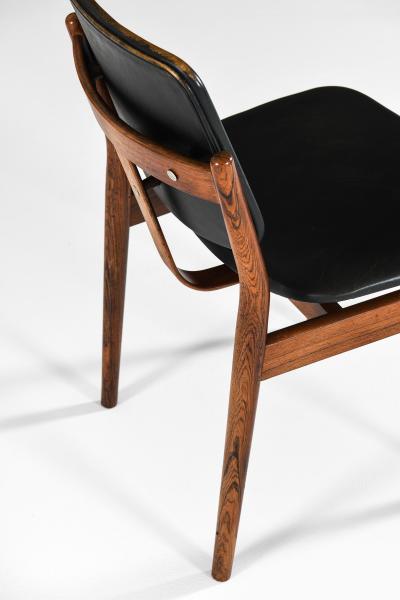 Arne Vodder Rare Set of 6 Dining Chairs in Leather and Rosewood by Arne Vodder 1960s