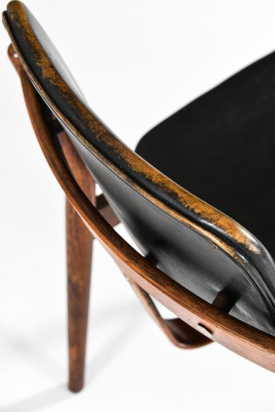 Arne Vodder Rare Set of 6 Dining Chairs in Leather and Rosewood by Arne Vodder 1960s