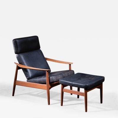 Arne Vodder Reclining Arne Vodder Easy Chair and Footstool