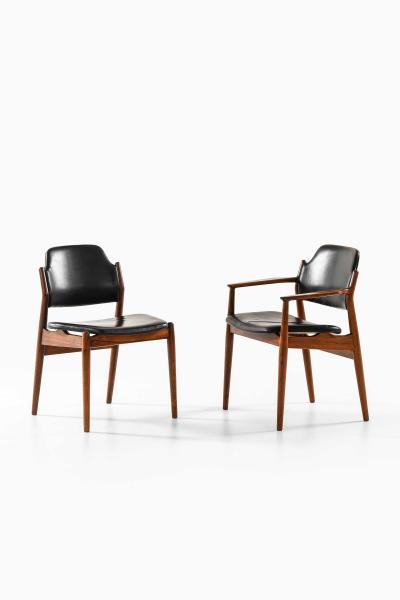 Arne Vodder Set of 6 Scandinavian Modern Dining Chairs in Leather by Arne Vodder 1960s
