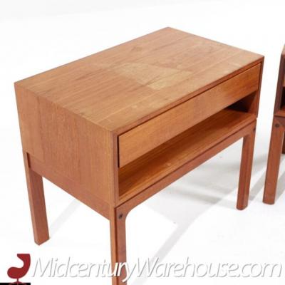 Arne Wahl Iversen Arne Iversen Mid Century Danish Teak Nightstands Pair