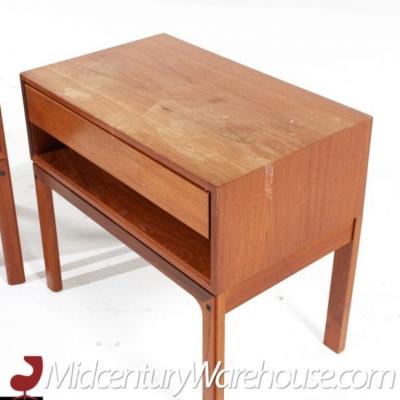 Arne Wahl Iversen Arne Iversen Mid Century Danish Teak Nightstands Pair