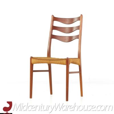 Arne Wahl Iversen Arne Wahl Iversen GS90 Danish Teak Dining Chairs with Rope Seats Set of 6