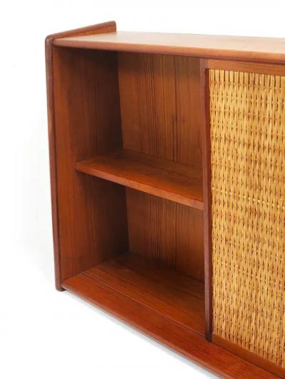 Arne Wahl Iversen Arne Wahl Iversen Wall Mirror Shelf Cabinet Teak Cane for Brenderup Denmark