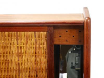 Arne Wahl Iversen Arne Wahl Iversen Wall Mirror Shelf Cabinet Teak Cane for Brenderup Denmark