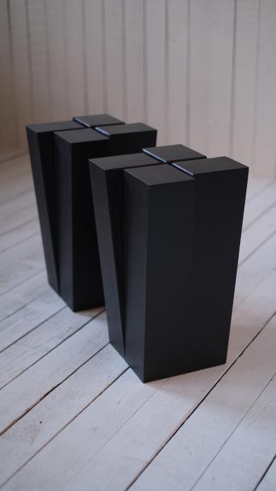 Arno Declerq Belgian Contemporary Burned and Waxed Iroko Wood Stools