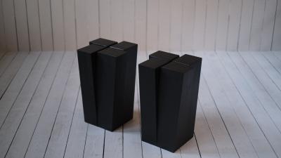 Arno Declerq Belgian Contemporary Burned and Waxed Iroko Wood Stools