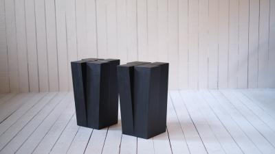Arno Declerq Belgian Contemporary Burned and Waxed Iroko Wood Stools