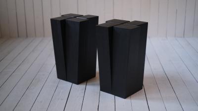 Arno Declerq Belgian Contemporary Burned and Waxed Iroko Wood Stools