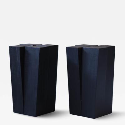 Arno Declerq Belgian Contemporary Burned and Waxed Iroko Wood Stools