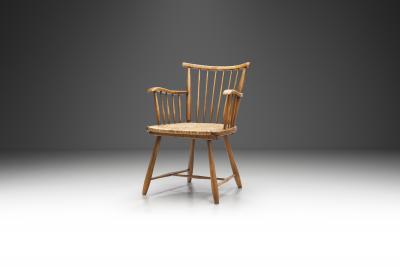 Arno Lambrecht Beech and Reed Armchair by Arno Lambrecht for WK M bel Germany 1950s