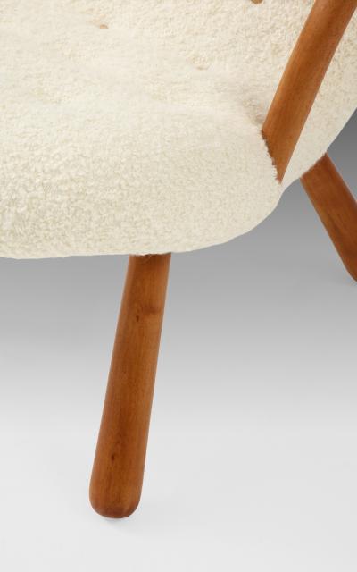 Arnold Madsen Rare Pair of Clam Chairs in Ivory Boucl by Arnold Madsen