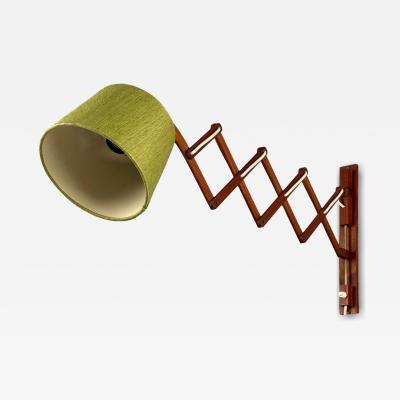Aro Leuchten Teak Brass Fabric Scissor Wall Light Germany 1960s