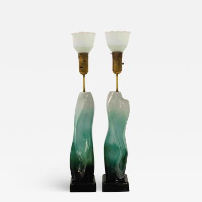 Arpad Rosti Pair of Sculptural Glazed Ceramic Lamps by Arpad Rosti