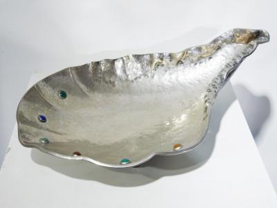 Arrigo Finzi Shell shaped plate in silver and gemstone Arrigo Finzi circa 1950