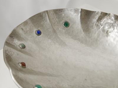 Arrigo Finzi Shell shaped plate in silver and gemstone Arrigo Finzi circa 1950