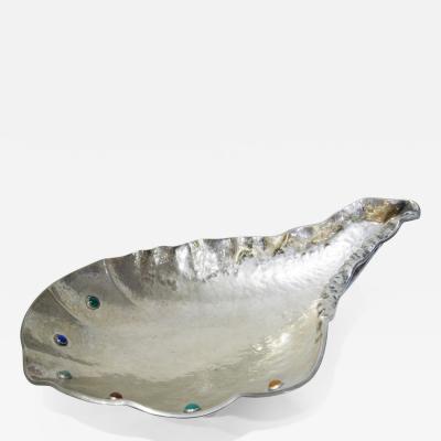 Arrigo Finzi Shell shaped plate in silver and gemstone Arrigo Finzi circa 1950